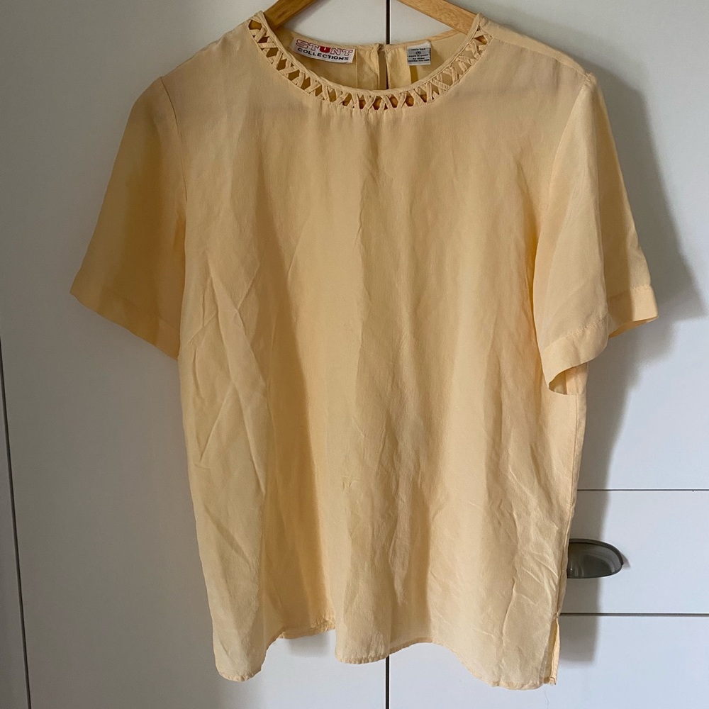 Vintage Silk S blouse Stunt Collections Peach short sleeve top